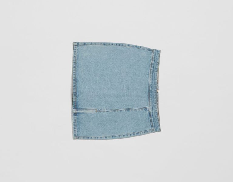 Light Blue Women's Bershka Comfort Mini Denim Skirts | PmxCYxZUFbe