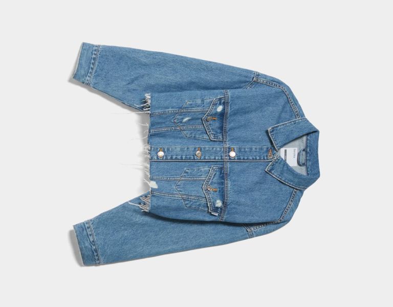 Light Blue Women's Bershka Cropped Denim Jackets | 0Yltdoy4HEY