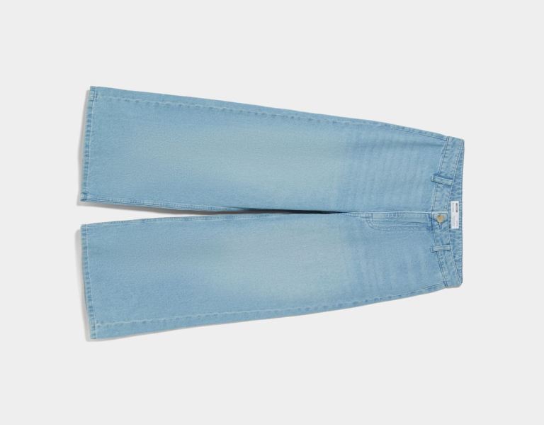 Light Blue Women's Bershka Denim Culottes Pants | CuPr1Wavi3y