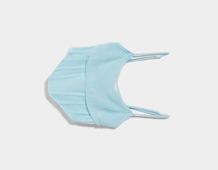 Light Blue Women's Bershka Draped Tulle Corset Tops | j7HqjpsXzWO