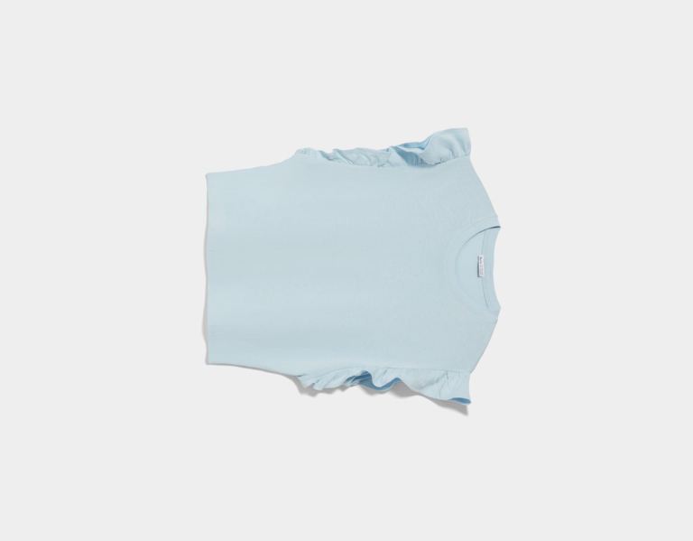 Light Blue Women's Bershka Frilled Sleeve T Shirts | zQQ1NCIZisZ