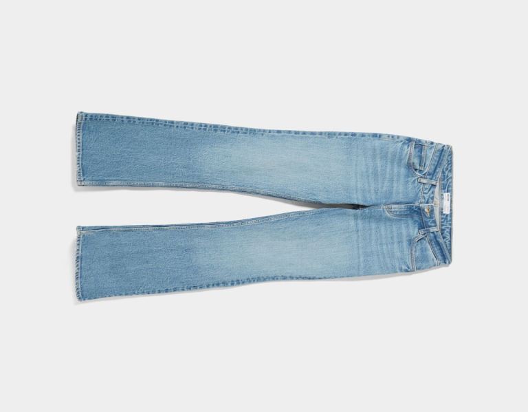 Light Blue Women's Bershka Low-rise Relax Fit Flared Jeans | 31Oby06tfwH