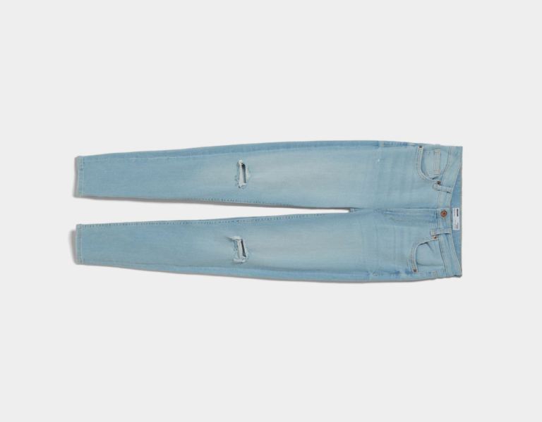 Light Blue Women's Bershka Low-rise Skinny Jeans | EmCXkdVhnEg