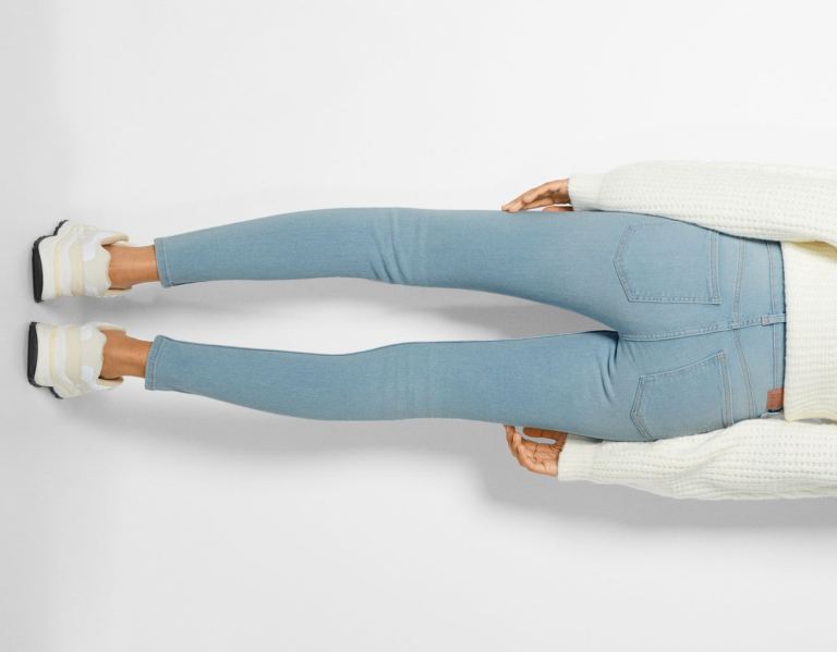 Light Blue Women's Bershka Low-rise Skinny Jeans | EmCXkdVhnEg