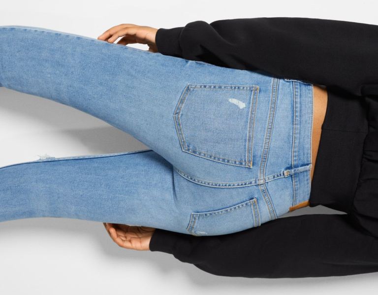 Light Blue Women's Bershka Low-rise Skinny Jeans | b2nbAOc81ZK