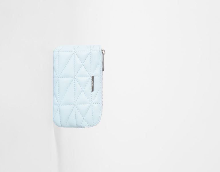 Light Blue Women's Bershka Quilted Faux Leather Card Holder Bags | 0xGfC13xUy3