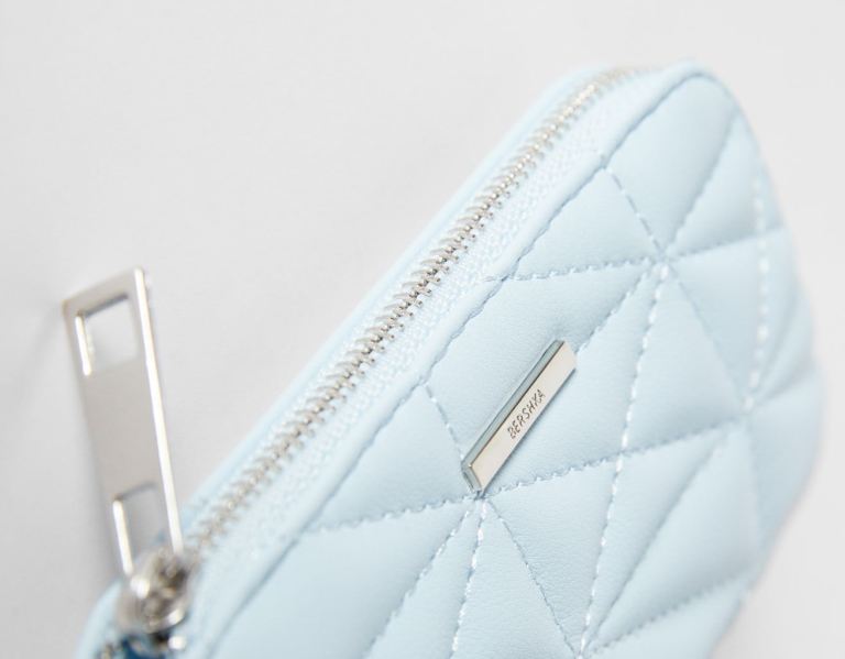 Light Blue Women's Bershka Quilted Faux Leather Card Holder Bags | 0xGfC13xUy3