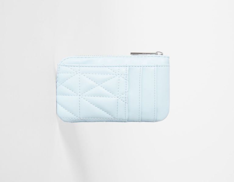 Light Blue Women's Bershka Quilted Faux Leather Card Holder Bags | 0xGfC13xUy3