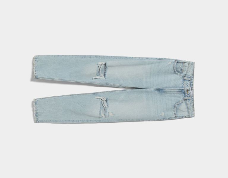 Light Blue Women's Bershka Ripped Mom Jeans | 0WnIO3bZWAj