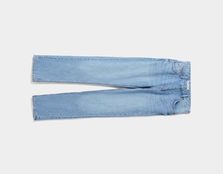 Light Blue Women's Bershka Straight Fit Jeans | hoKQsep8Blc