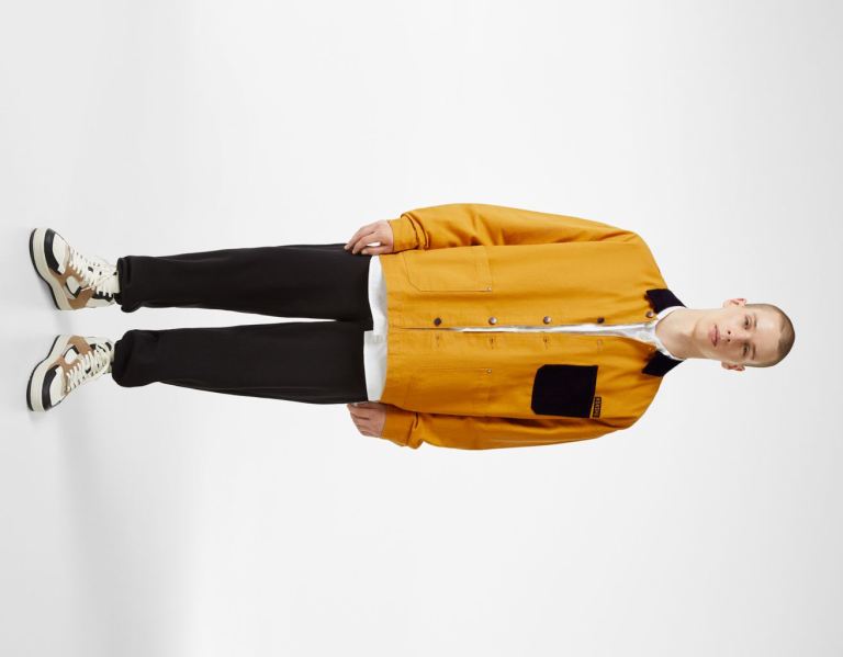 Mustard Men's Bershka With Contrast Pocket Overshirts | smCA5LGoqXE