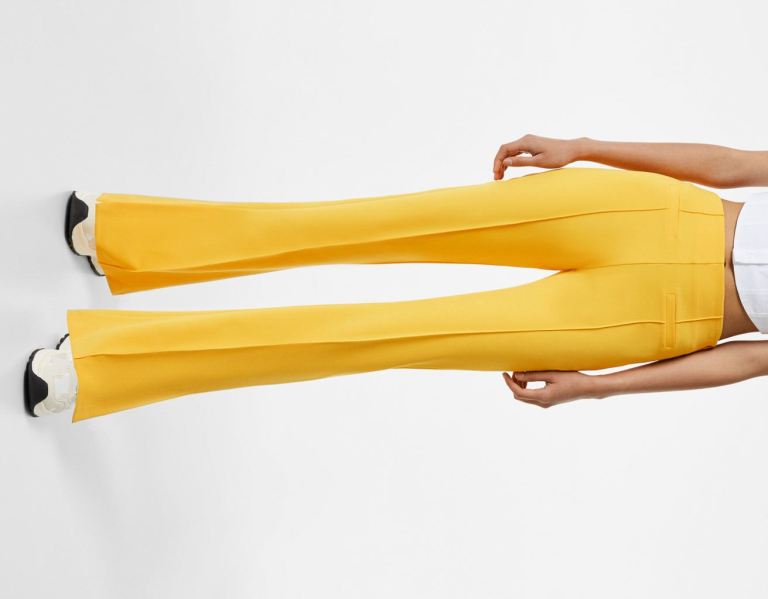 Mustard Women's Bershka Flared Pants | Xn9Luh4ZHYA