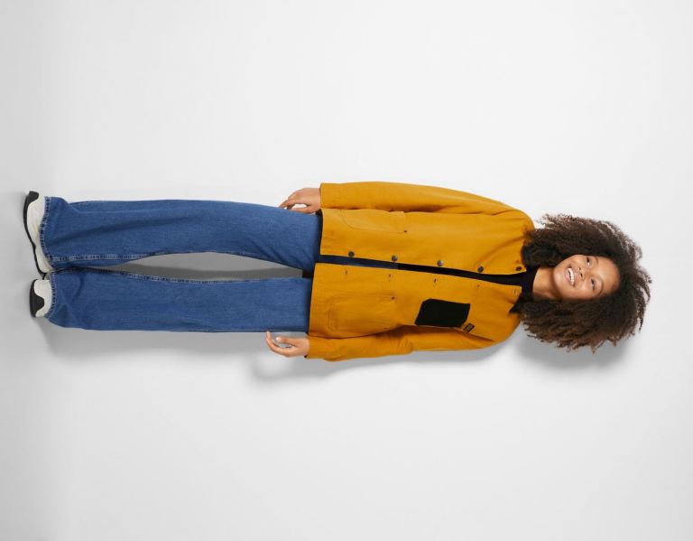 Mustard Women's Bershka Over With Contrast Pocket Shirts | qzzWajnuMFa