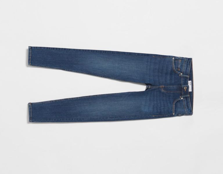 Navy Women's Bershka Push-up Skinny Jeans | W92soATYtIe