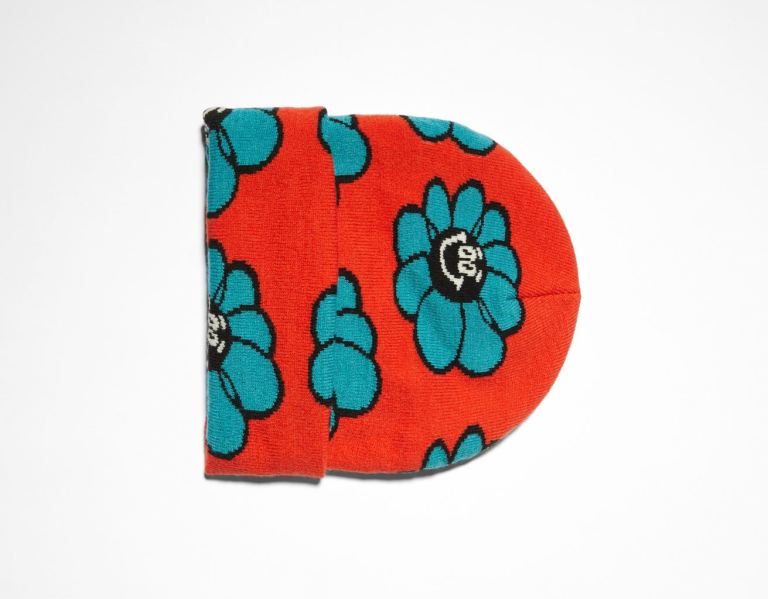 Orange Men's Bershka Beanie With Funny Print Caps | Vf6FUxL5ZIX