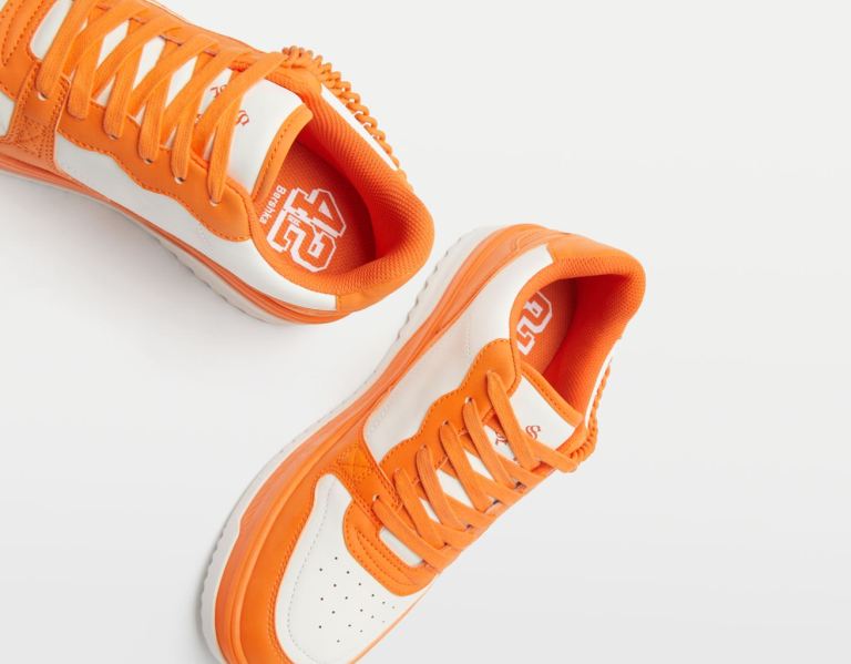 Orange Men's Bershka Contrasting Chain Trainers | 6OREyMPyzr7