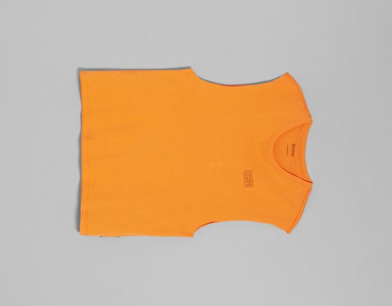 Orange Men's Bershka Faux Leather T Shirts | l2EclaERwAQ