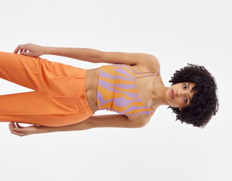 Orange Women\'s Bershka Asymmetric With Two Straps Tops | kKl1ZnWDJhz