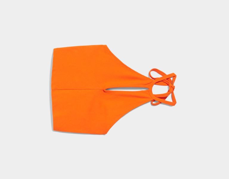 Orange Women's Bershka Front Cut-out Strappy Tops | uH0SQoMz3FE