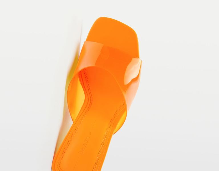 Orange Women's Bershka Methacrylate Wedge Heels Sandals | 13MWDzasHzA