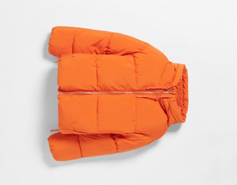 Orange Women's Bershka Oversize Hooded Puffer Jackets | FXa2gG2zbqc