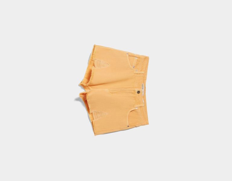 Orange Women's Bershka Ripped Twill Shorts | kBAQsNseYWy