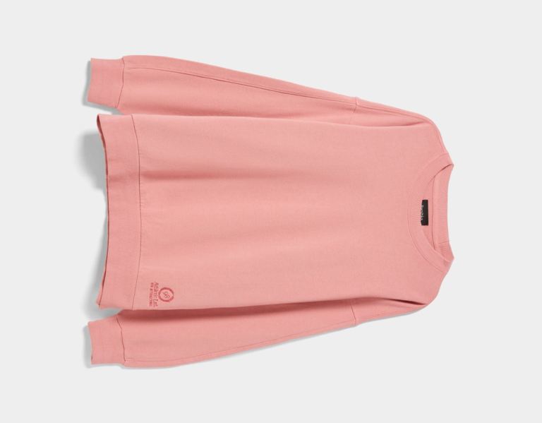 Pink Men's Bershka Crew Neck Faded Sweatshirt Tracksuits | lNXGBENOtis