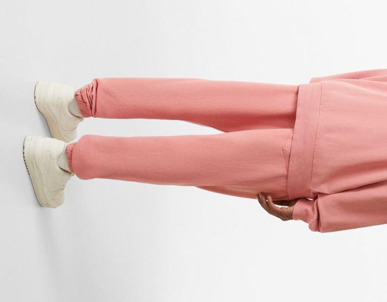 Pink Men's Bershka Faded Plush Joggers Pants | SQUlPJQkgbu