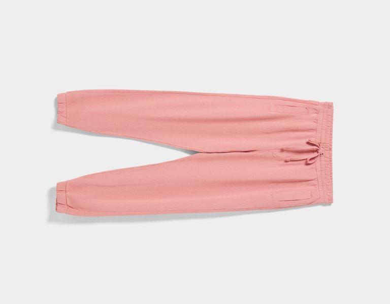 Pink Men's Bershka Faded Plush Joggers Pants | SQUlPJQkgbu