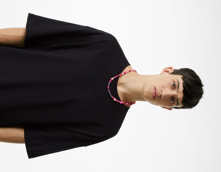 Pink Men's Bershka Funny Love Necklace Jewelry | JBuzUkiBwxN