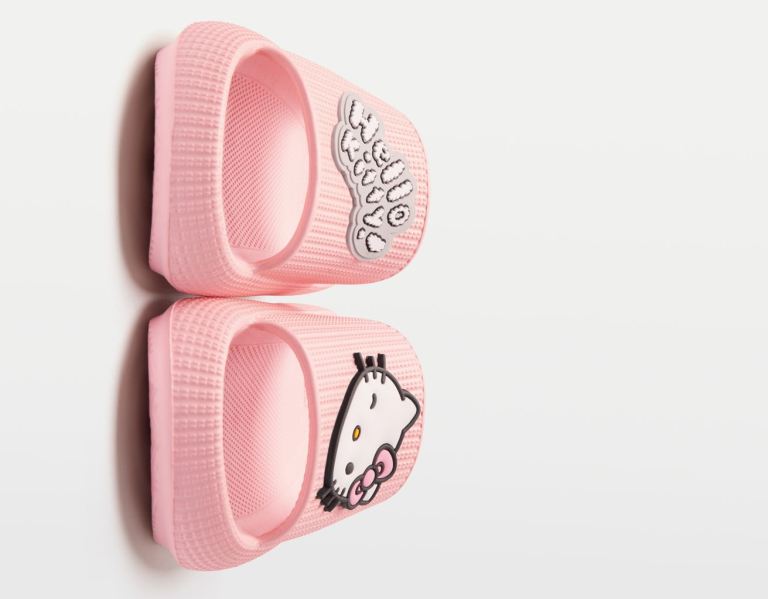 Pink Women's Bershka Hello Kitty Flat Sandals | QWSw7CJDxLw