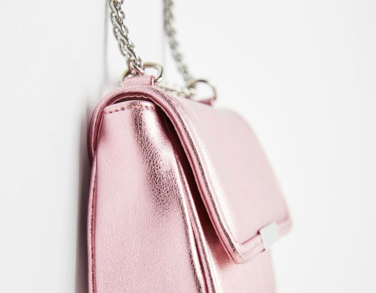 Pink Women's Bershka Metallic Mini Bags | X09Fv1bh3g1