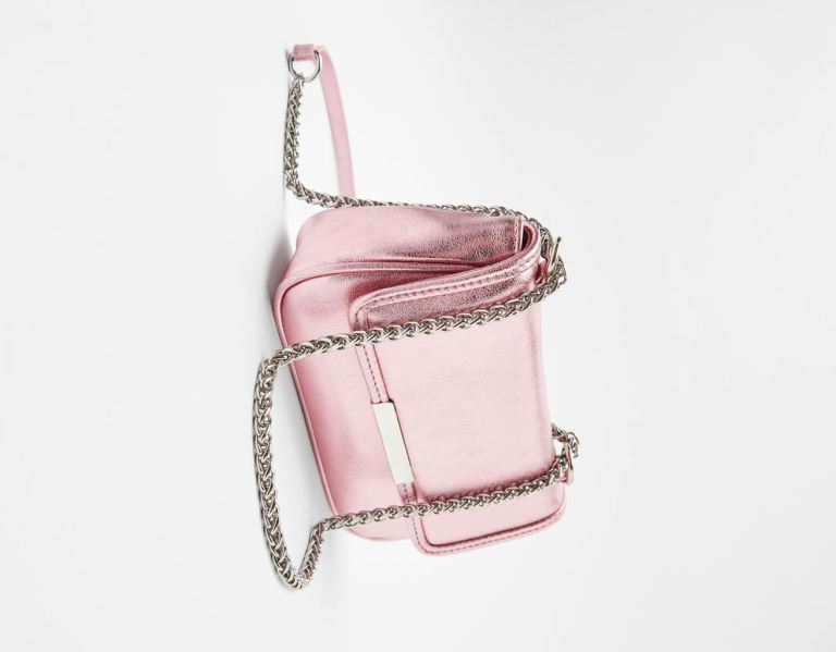 Pink Women's Bershka Metallic Mini Bags | X09Fv1bh3g1