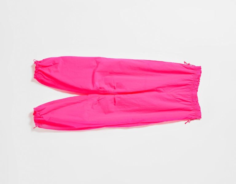 Pink Women's Bershka Nylon Pants Parachute | 0NdZzmFcWAu