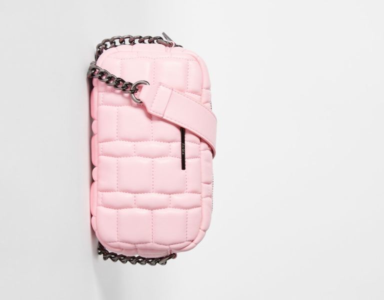 Pink Women's Bershka Quilted Hand With Chain Strap Bags | txbFxol2pFp