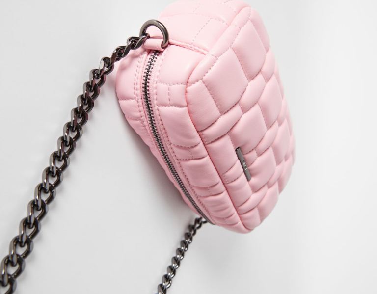 Pink Women's Bershka Quilted Hand With Chain Strap Bags | txbFxol2pFp