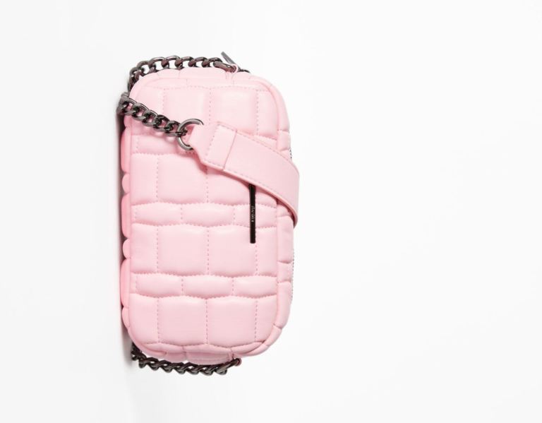 Pink Women's Bershka Quilted Hand With Chain Strap Bags | txbFxol2pFp