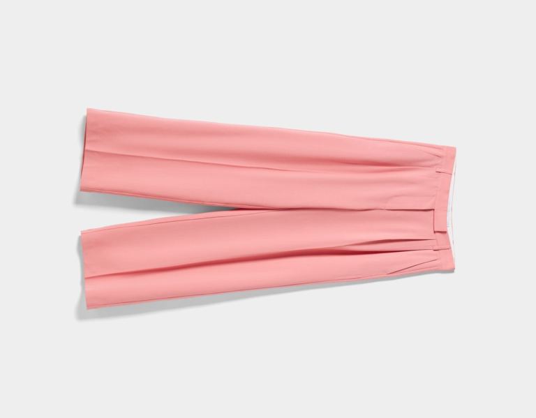 Pink Women's Bershka Wide-leg Dad-fit Tailored Pants Suits | IcodgT8Eibk