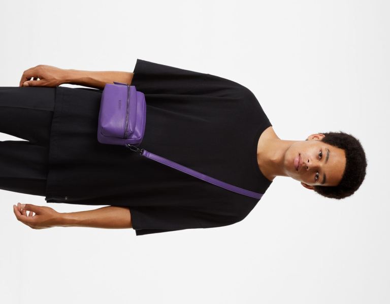 Purple Men's Bershka Basic Crossbody Bags | uXy2Qy56aFT