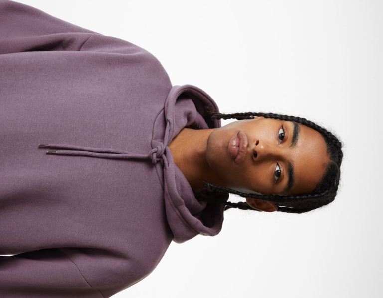 Purple Men's Bershka Oversize Hoodie Tracksuits | GyxRkVJntOe