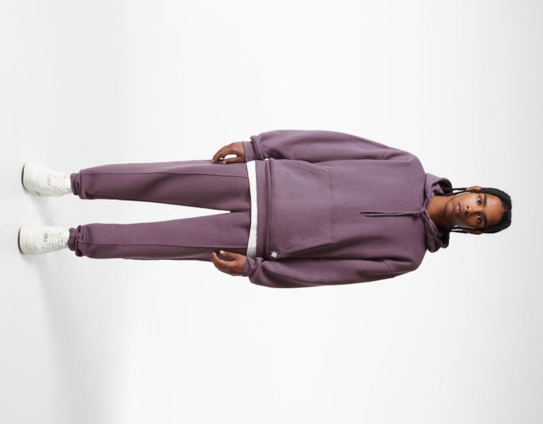 Purple Men's Bershka Oversize Hoodie Tracksuits | GyxRkVJntOe