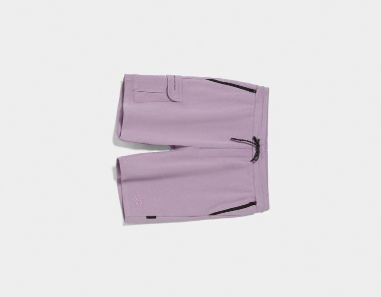 Purple Men's Bershka Plush Cargo Bermuda Shorts | ARm20hR7CZr