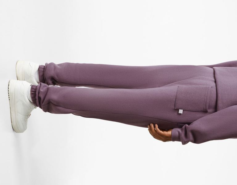 Purple Men's Bershka Plush Sweat Pants | BDpvmI3nbQw