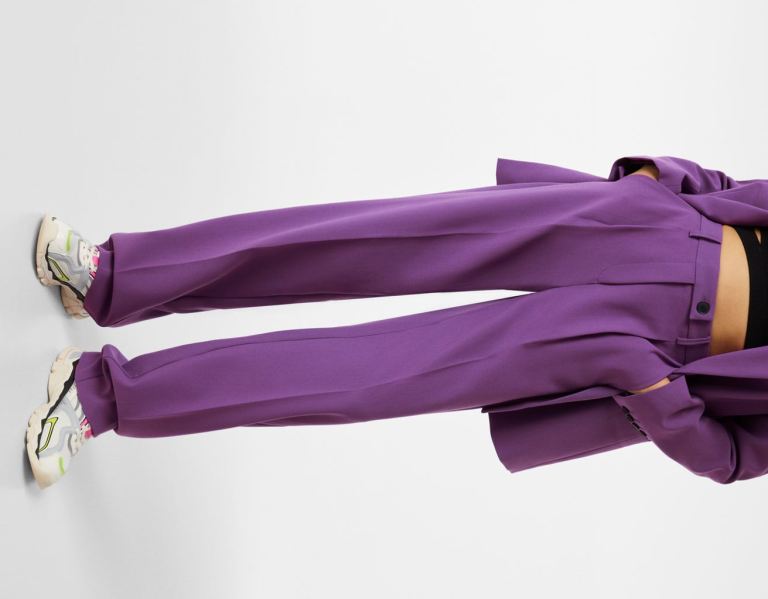 Purple Women's Bershka Blazer And Pants Set Suits | yNKcwFn7LHw