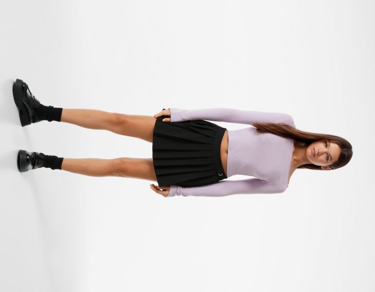 Purple Women's Bershka Long Sleeve T Shirts | jeyYPLapz5o