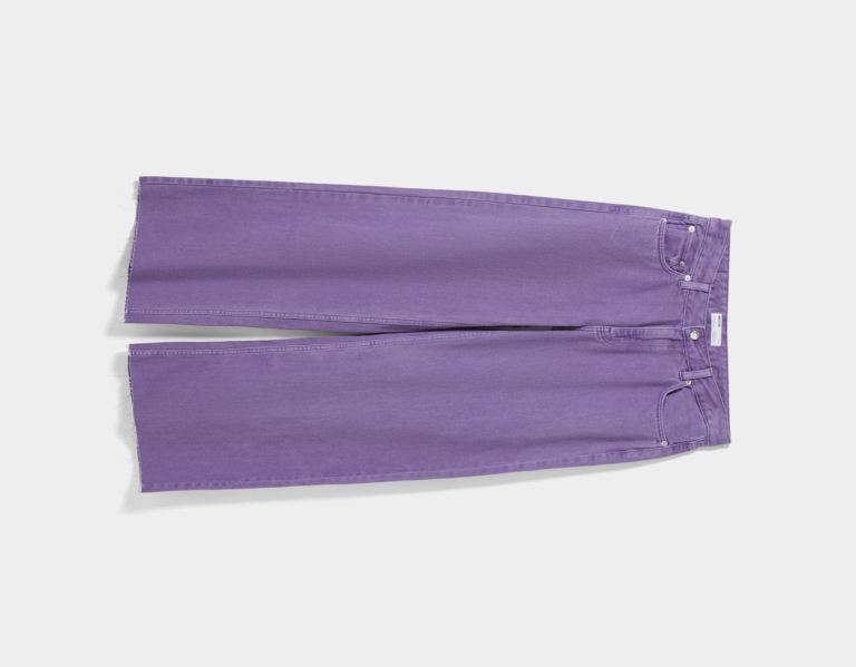 Purple Women's Bershka Low-rise Relaxed Fit Jeans Pants | 9EHEkI7nQTc