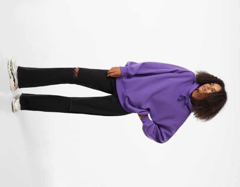 Purple Women's Bershka Oversize Hoodie | 2k1snRhm1ee