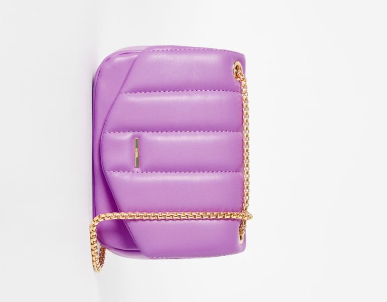 Purple Women's Bershka Quilted Hand With Vertical Chain Bags | XfSGqAVyROs