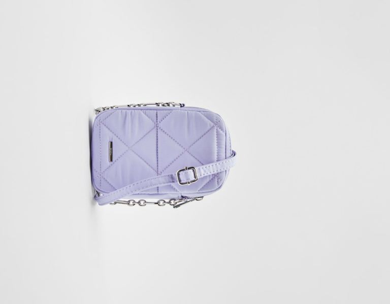 Purple Women's Bershka Quilted Mobile Phone Bags | ZxDyLkFW0rB