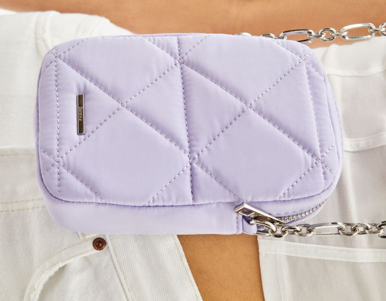 Purple Women's Bershka Quilted Mobile Phone Bags | ZxDyLkFW0rB